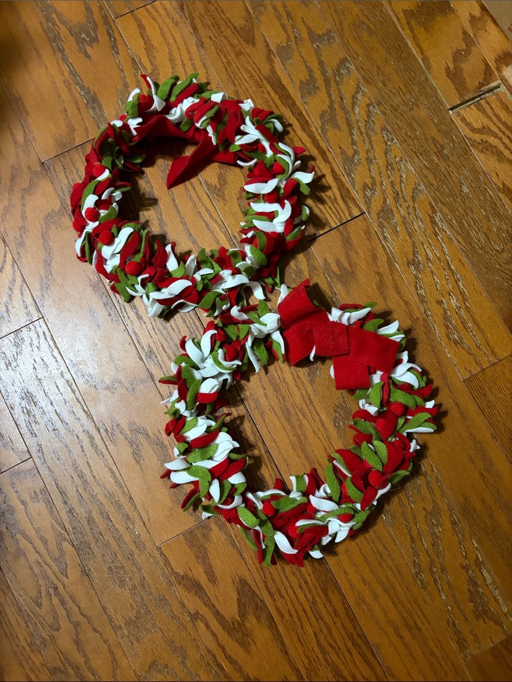 Holiday Fleece Wreath Set - Red, White & Green (2)
